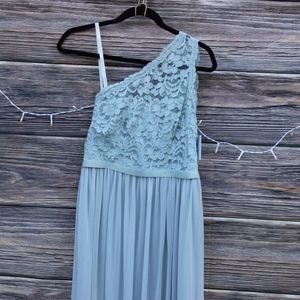 David's Bridal Light Grey/blue Bridesmaid Dress